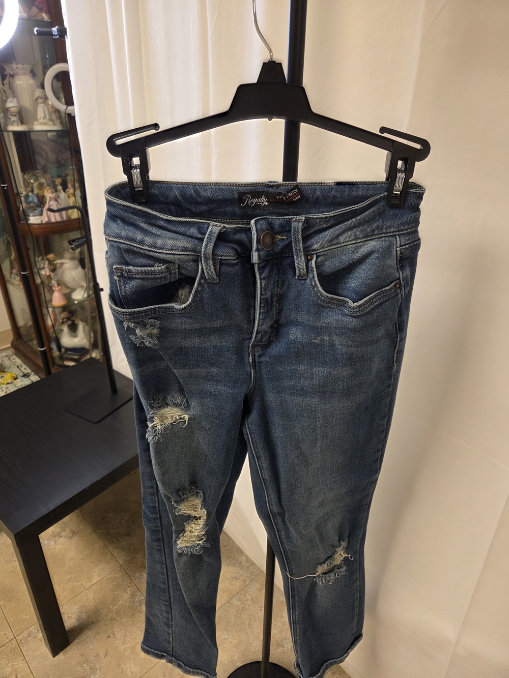 Royalty For Me Distressed Dark Blue Skinny Jeans
